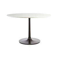 Nero 48" Round White Marble Dining Table with Matte Black Base