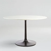 Nero 48" Round White Marble Dining Table with Matte Black Base