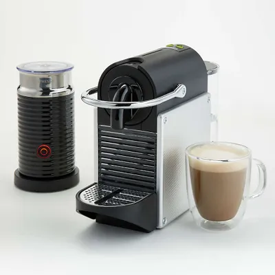 Nespresso ® by De'Longhi ® Aluminum Pixie Espresso Machine with Aeroccino Bundle