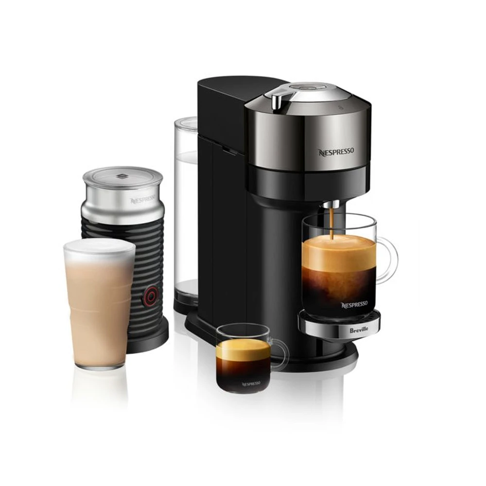 Nespresso ® by Breville ® Vertuo Next Dark Chrome Coffee and Espresso Machine with Aeroccino Frother