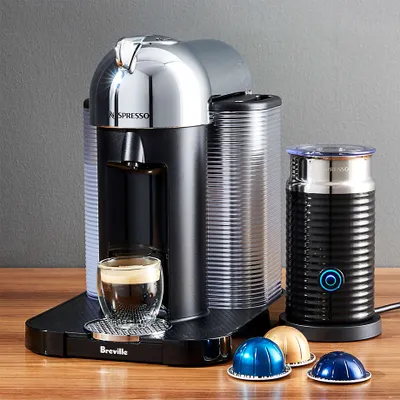 Nespresso ® by Breville ® VertuoLine Chrome Coffee and Espresso Machine Bundle
