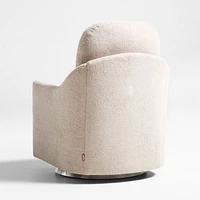Nessa Light Brown Sherpa Nursery Swivel Glider with Silver Base