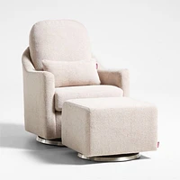 Nessa Light Brown Sherpa Nursery Swivel Glider with Silver Base