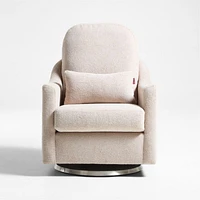 Nessa Light Brown Sherpa Nursery Swivel Glider with Silver Base