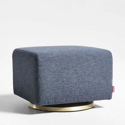Nessa Navy Blue Nursery Gliding Ottoman with Gold Base