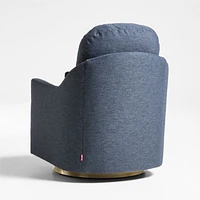 Nessa Navy Blue Nursery Swivel Glider with Gold Base