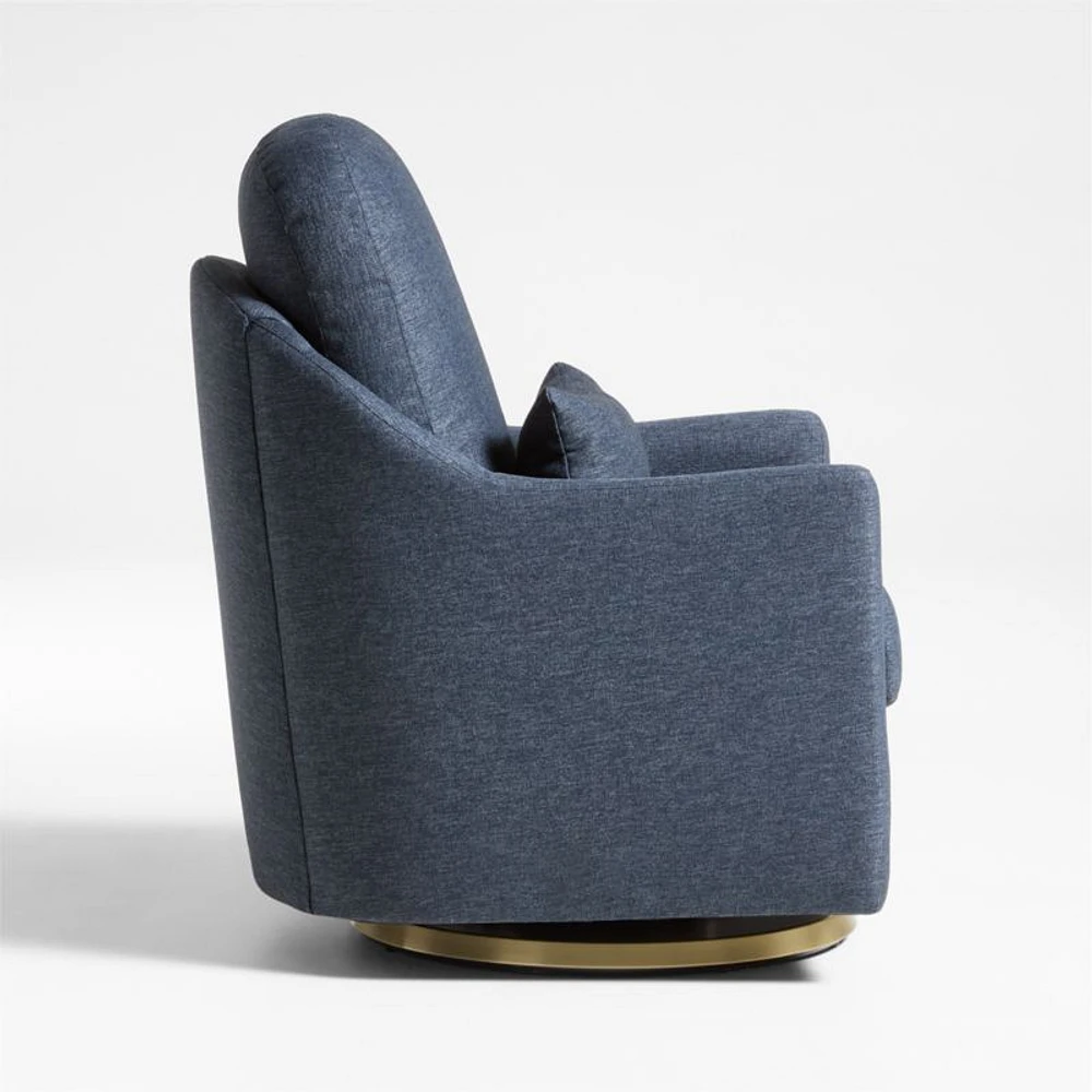 Nessa Navy Blue Nursery Swivel Glider with Gold Base