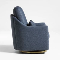 Nessa Navy Blue Nursery Swivel Glider with Gold Base