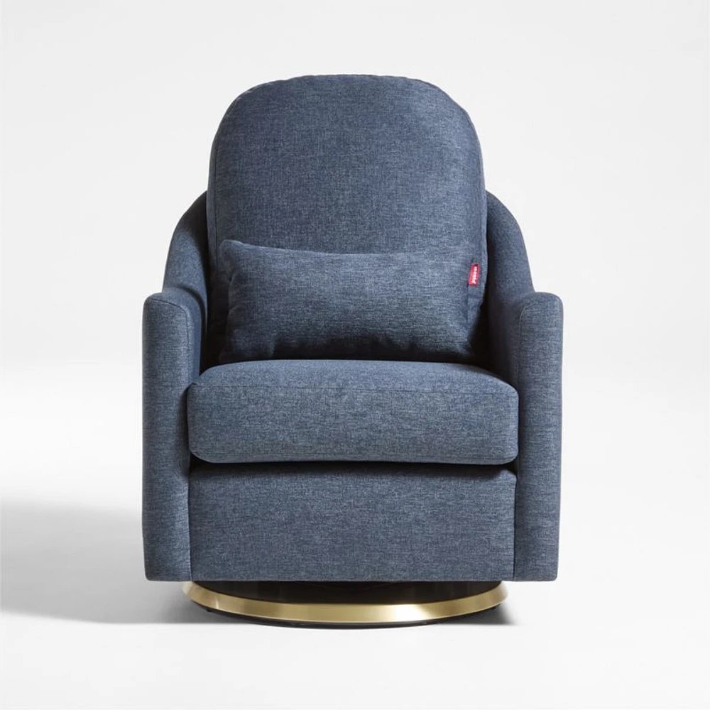 Nessa Navy Blue Nursery Swivel Glider with Gold Base