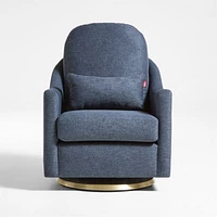 Nessa Navy Blue Nursery Swivel Glider with Gold Base