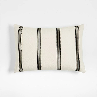 The New Denim Project Cotton 22"x15" Ivory and Black Striped Lumbar Pillow Cover