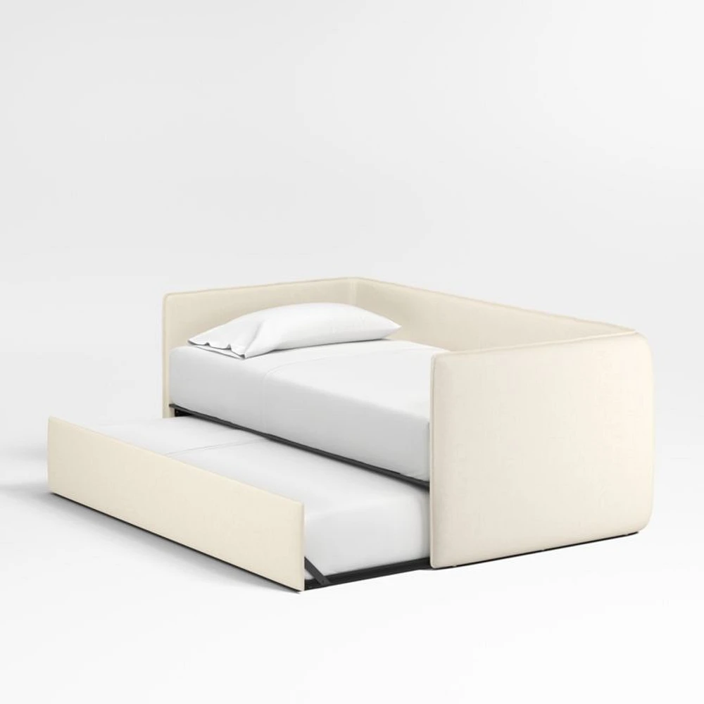 Noa Cream Kids Twin Daybed with Storage and Trundle Bed
