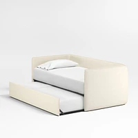 Noa Cream Kids Twin Daybed with Storage and Trundle Bed