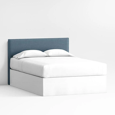 Noa Denim Blue Upholstered Flange Kids Full Headboard