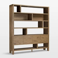 Noeline 84" Oak Wood Wide Storage Bookcase