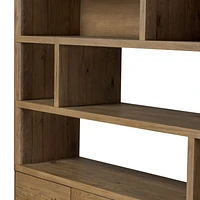 Noeline 84" Oak Wood Wide Storage Bookcase