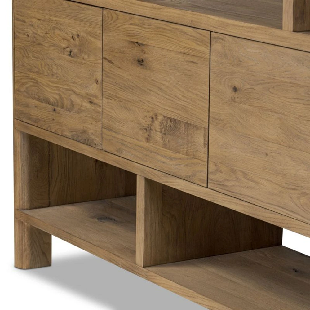 Noeline 84" Oak Wood Wide Storage Bookcase