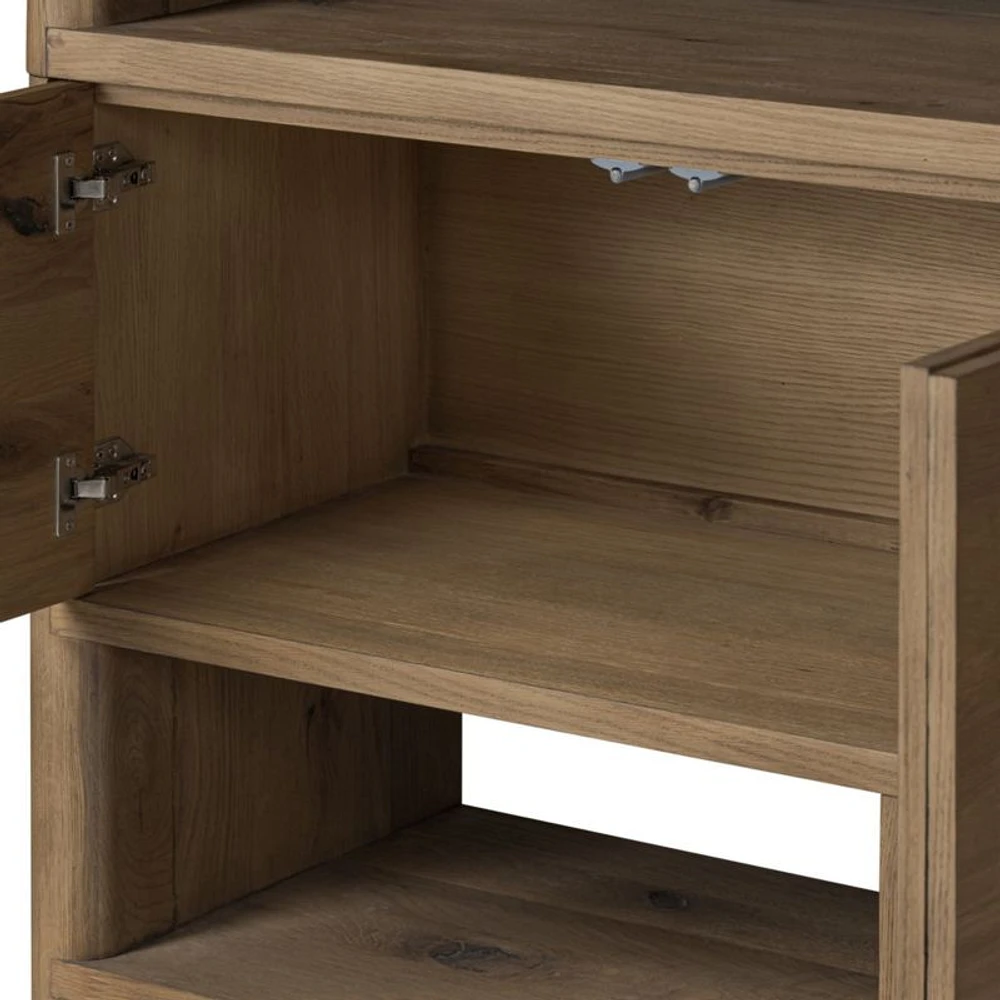 Noeline 84" Oak Wood Wide Storage Bookcase