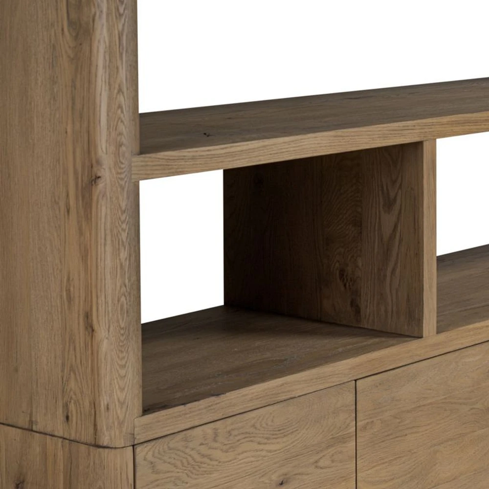 Noeline 84" Oak Wood Wide Storage Bookcase