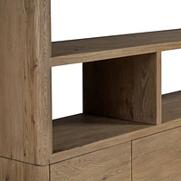 Noeline 84" Oak Wood Wide Storage Bookcase