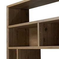Noeline 84" Oak Wood Wide Storage Bookcase