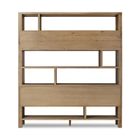 Noeline 84" Oak Wood Wide Storage Bookcase