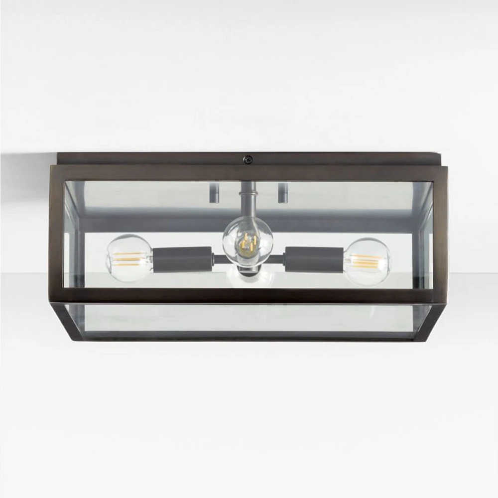 Nolan Black Square Flush Mount Light