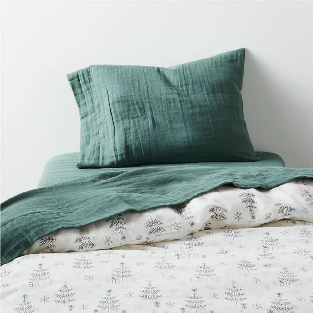 Supersoft Pine Green Organic Cotton Gauze Baby Crib Fitted Sheet