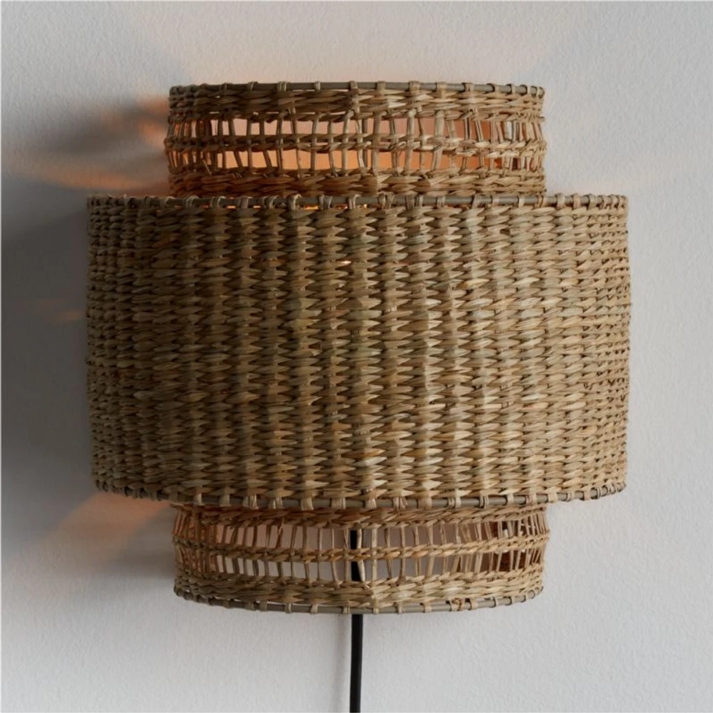 Nossa Natural Woven Plug In Wall Sconce Light