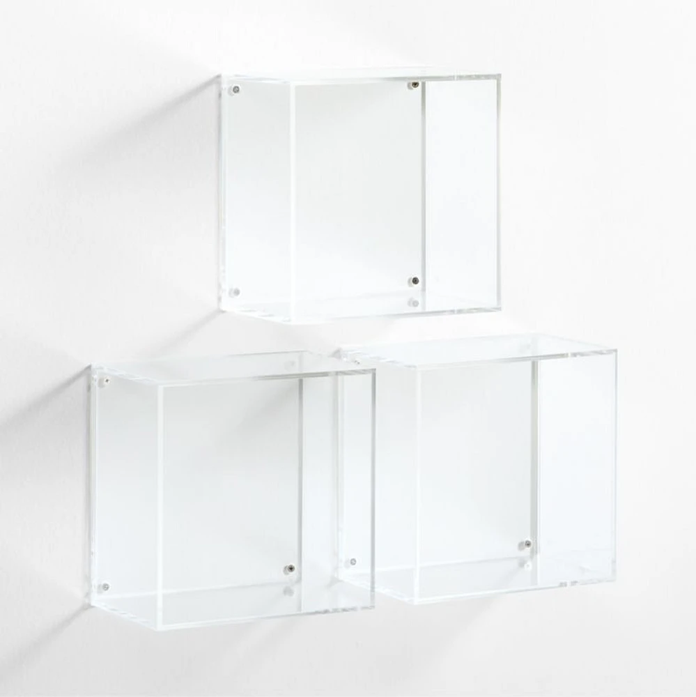 Now You See It Clear Acrylic Floating Cube Shelf, Set of 3