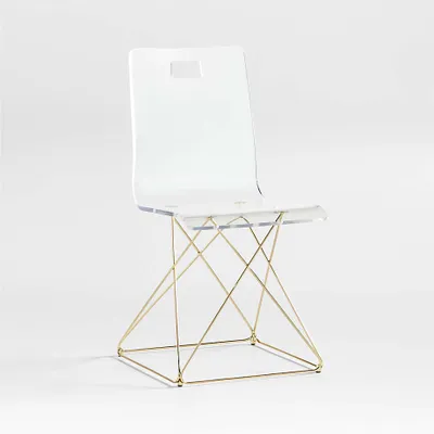 Now You See It Acrylic Kids Desk Chair with Gold Base