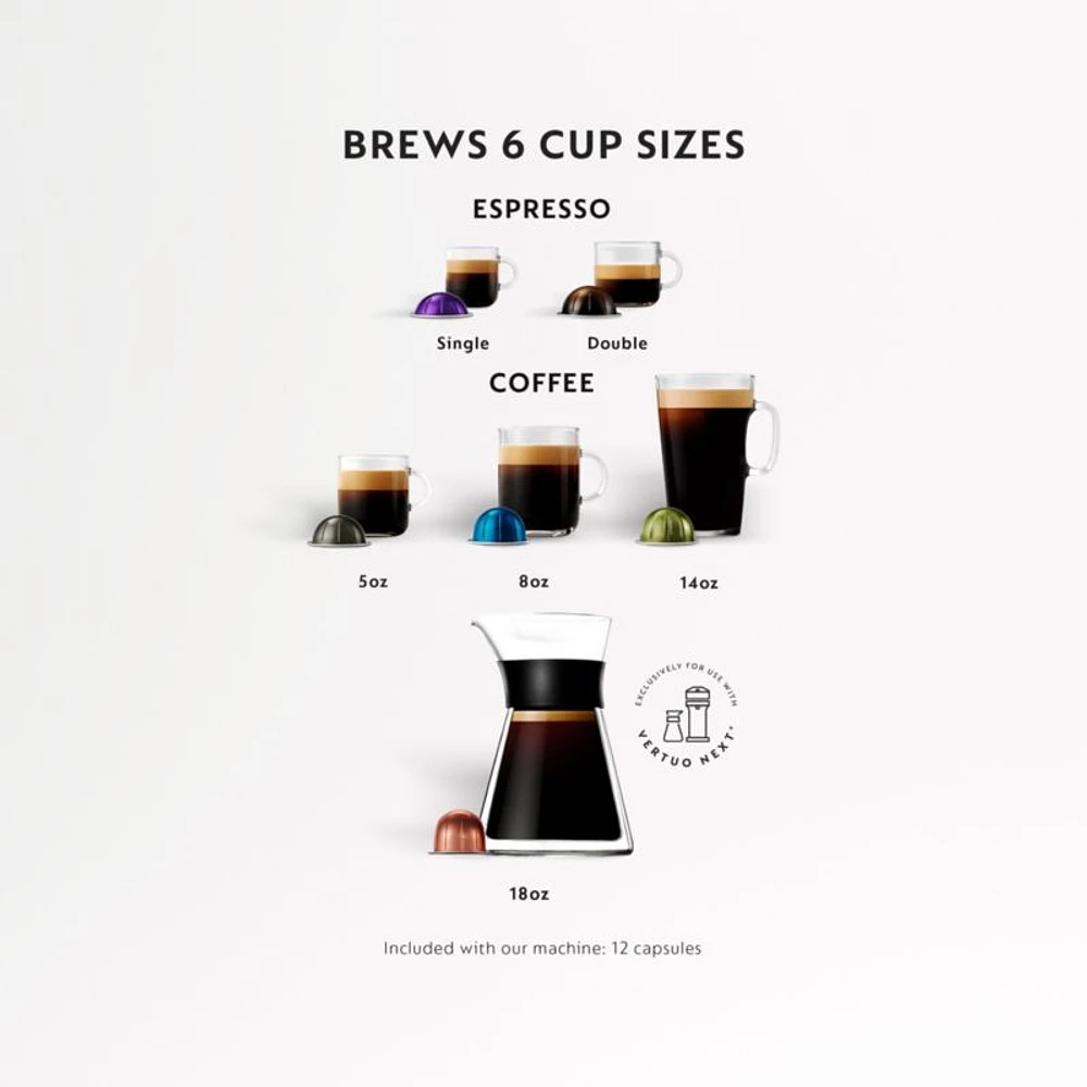 Nespresso ® by De'Longhi ® Vertuo Next Chrome Espresso Machine with Aeroccino Frother