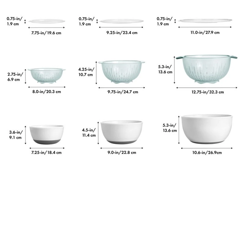 OXO ® 9-Piece Nesting Bowls, Colanders and Lids Set