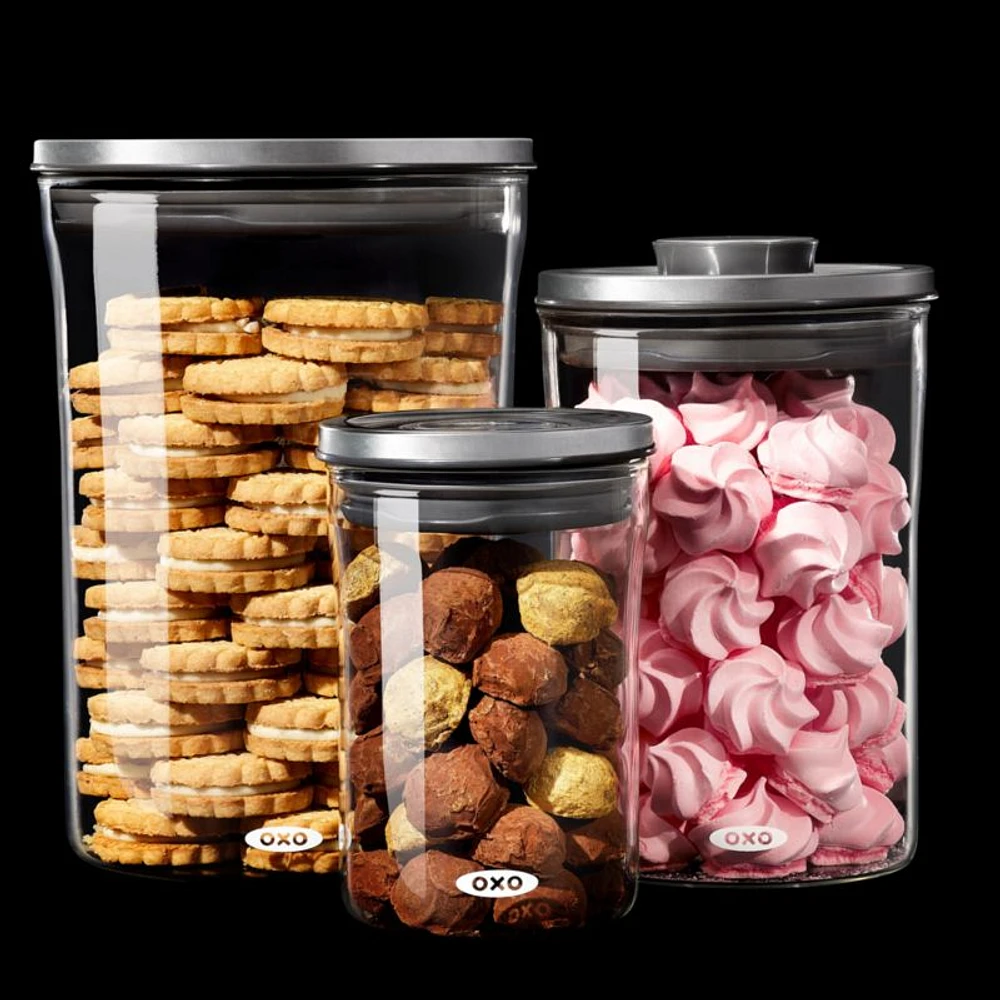 OXO ® POP Steel and Glass 3-Piece Airtight Food Storage Container Set