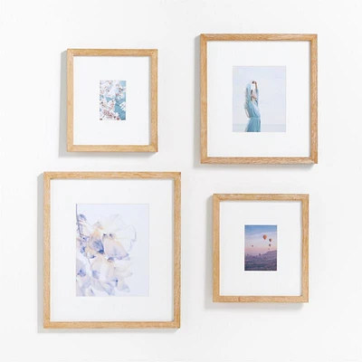 4-Piece Light Oak Wood Gallery Wall Frame Set