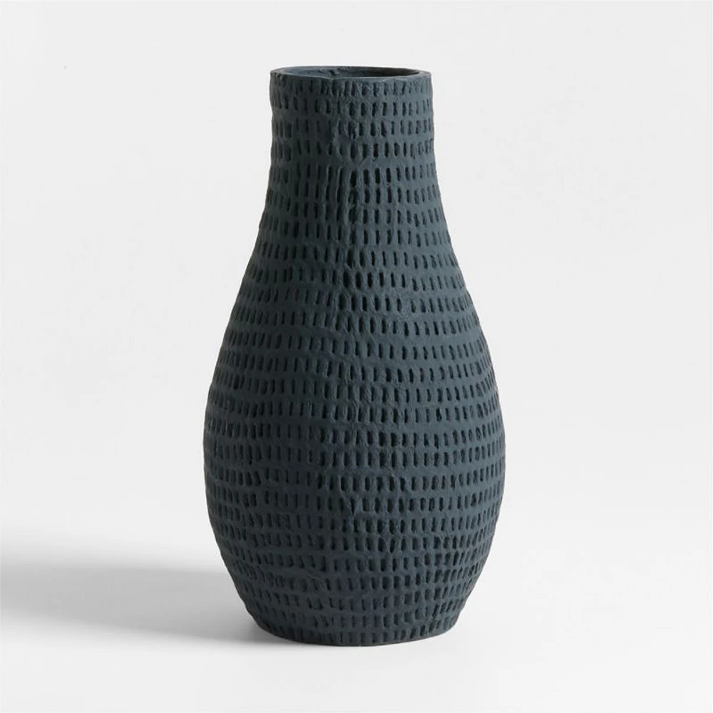 Oaxaca Tall Black Cotton Mache Vase 16"
