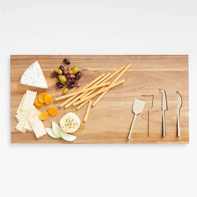 Octavia Wood Serving Board With Cheese Knives