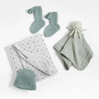 Octopus 4-Piece Baby Swaddle Gift Set