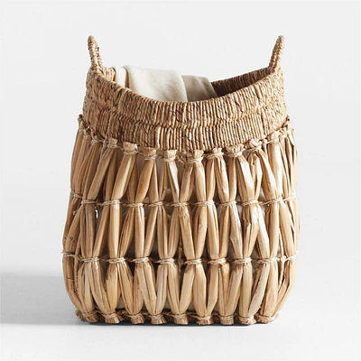 Oketo Beige Small Rattan Decorative Basket