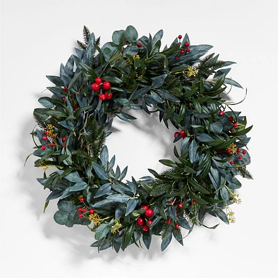 Faux Olive and Berry Wreath 26"