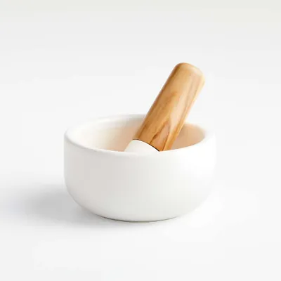 Olivewood and Ceramic Mortar and Pestle