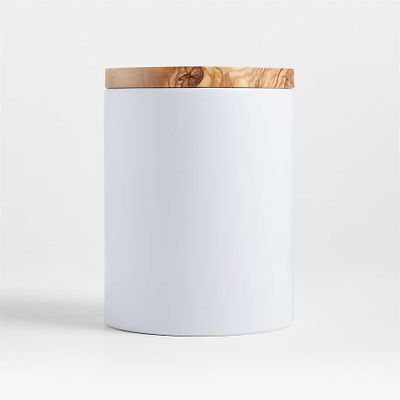 Olivewood and Matte Ceramic Canister