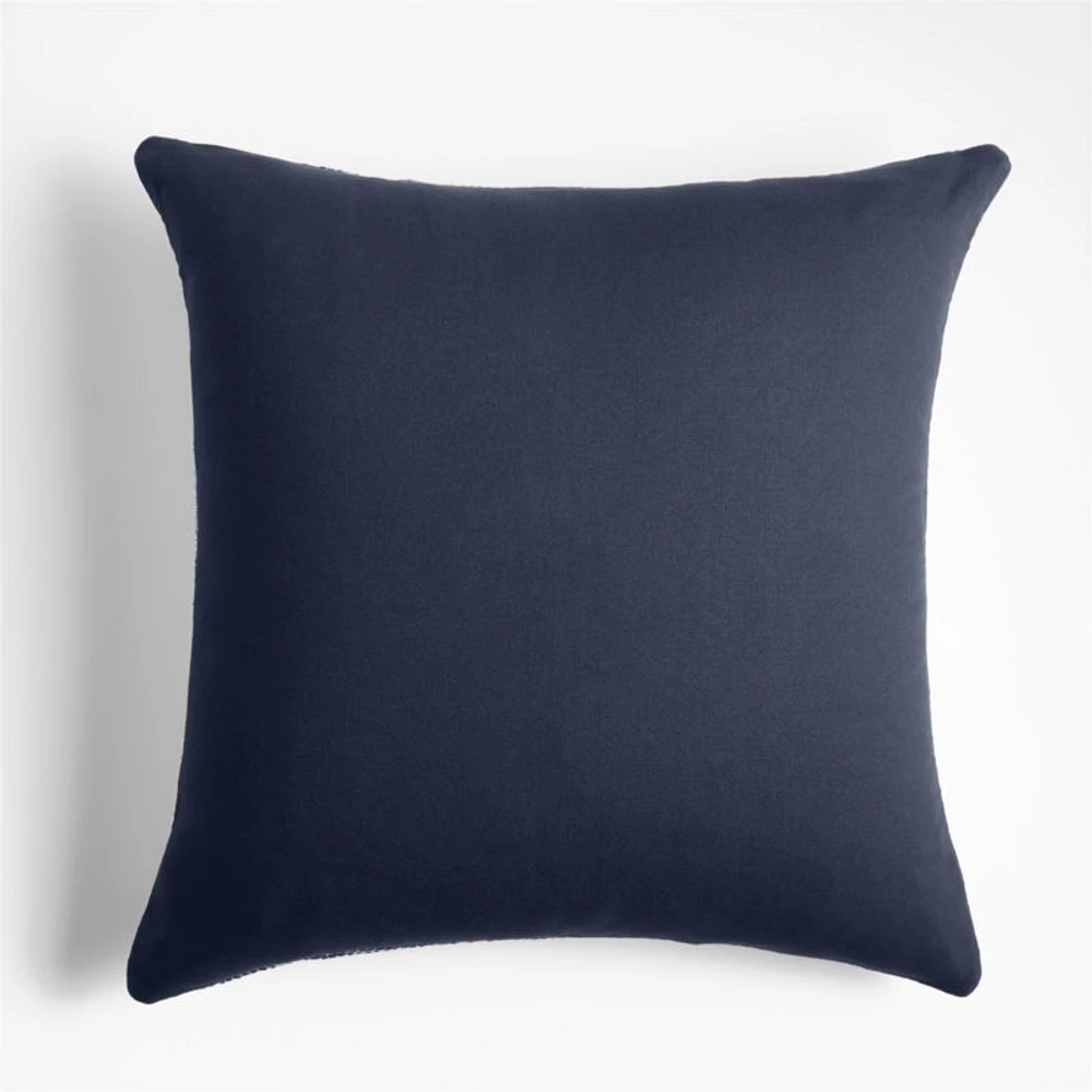 Onburu Wool Blend 23x23 Indigo Blue Throw Pillow Cover