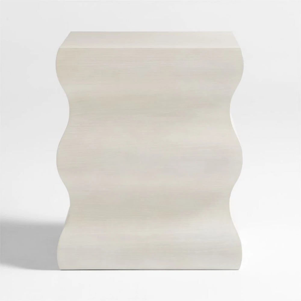 Onda Whitewashed Oak Wood Side Table