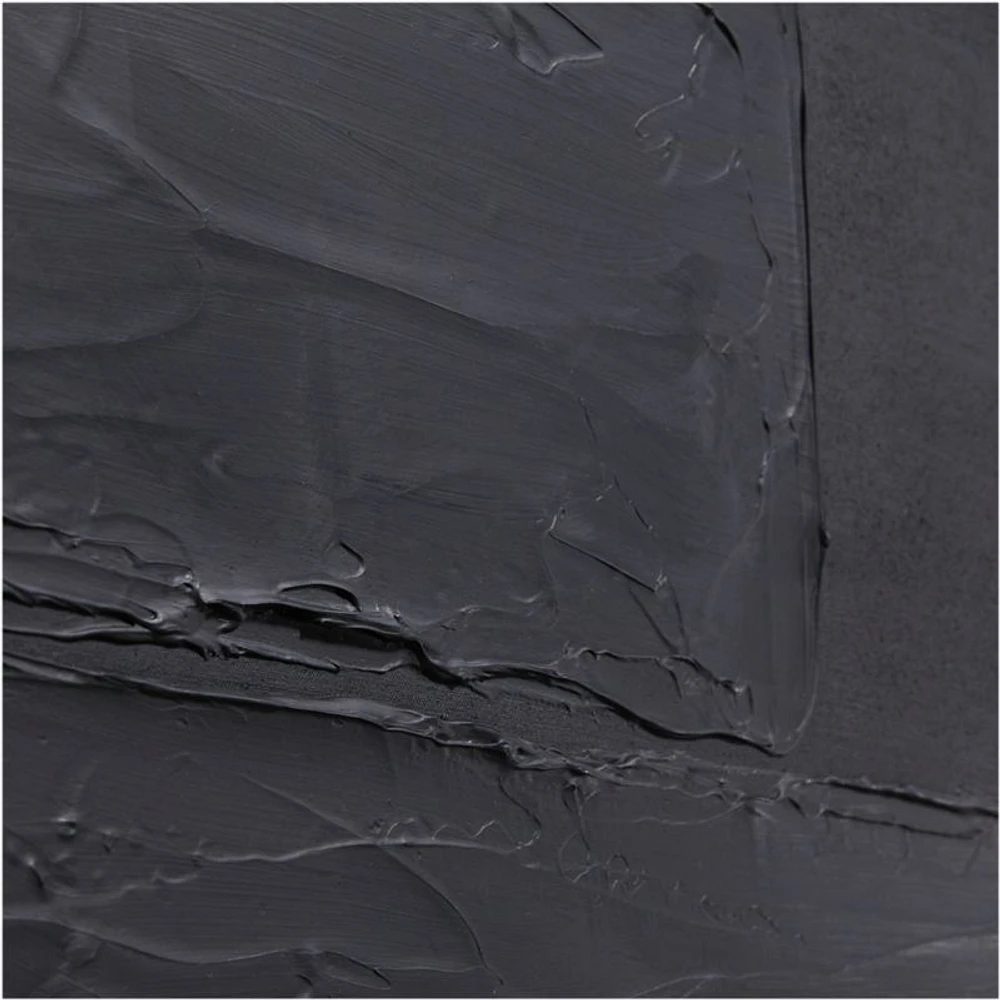 "Onyx Layers" Black Textured Abstract Hand-Painted Wall Art