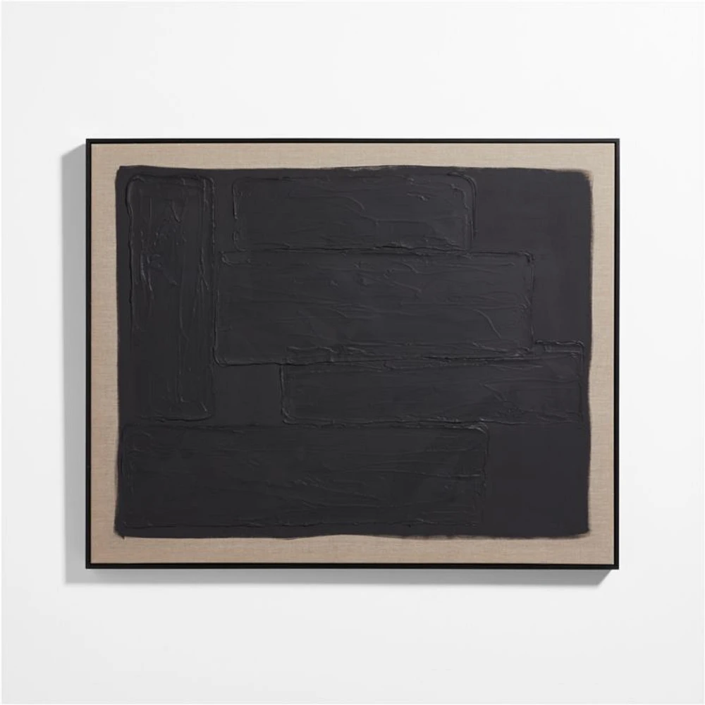 "Onyx Layers" Black Textured Abstract Hand-Painted Wall Art