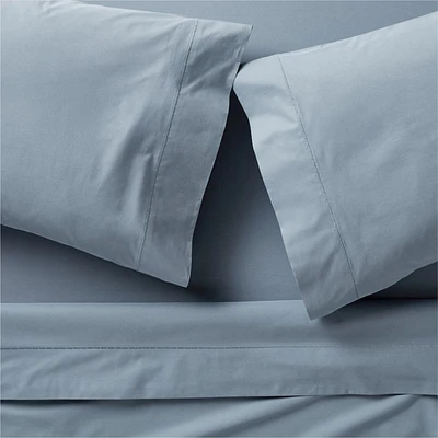 Favorite Organic Cotton Percale Blue Full Bed Sheet Set