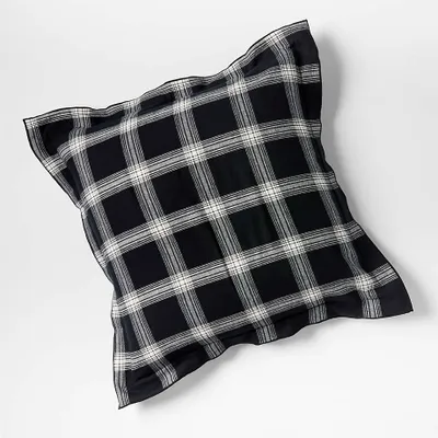 Organic Flannel Black and White Plaid Euro Pillow Sham