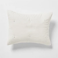 Organic Cotton Linen Velvet Arctic Ivory Standard Bed Pillow Sham