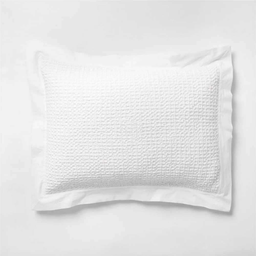 Organic Cotton Waffle Crisp White King Bed Pillow Sham